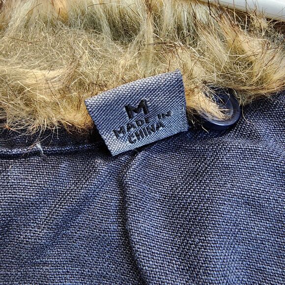 Vintage Y2K Levis Faux Fur Collar Field Jacket Size M Blue Patch Pocket Military - Picture 11 of 16